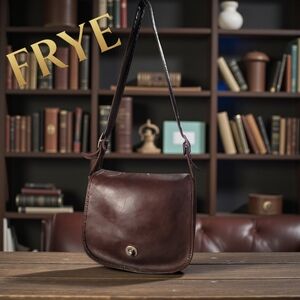 Frye Vintage Chestnut Leather Saddle Bag In Preloved Condition